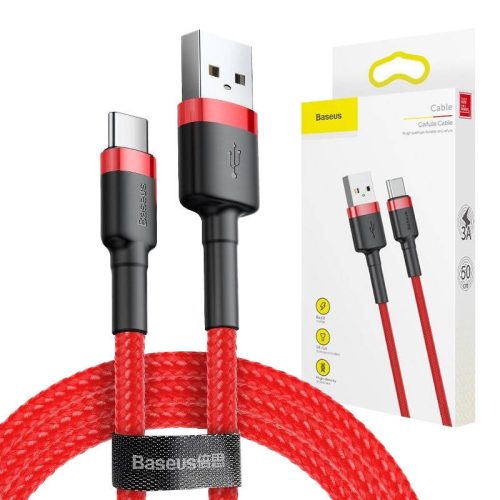 Baseus Cafule kabel ładujący USB-A - USB-C 05 m czerwony (CATKLF-A09)
