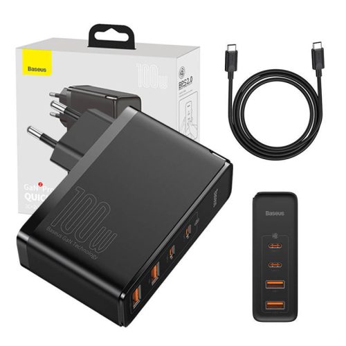 Baseus CCGAN2P-L01 GaN2 Pro 100W 2xUSB/2xUSB C încărcător negru