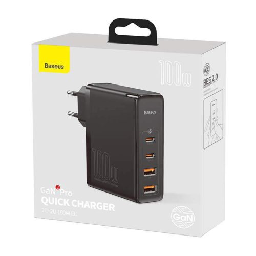 Baseus CCGAN2P-L01 GaN2 Pro 100W 2xUSB/2xUSB C încărcător negru
