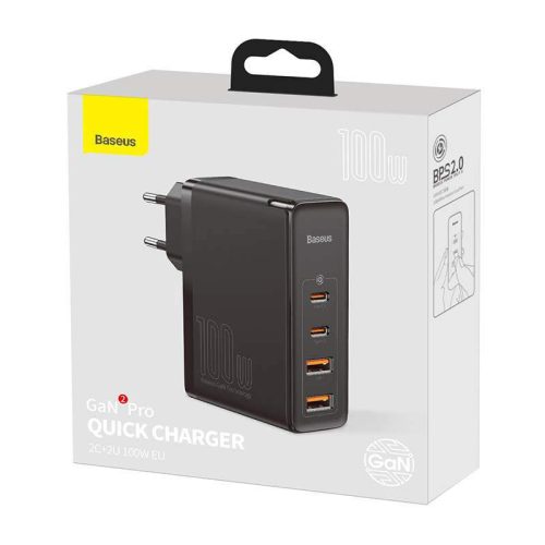 Baseus CCGAN2P-L01 GaN2 Pro 100W 2xUSB/2xUSB C încărcător negru