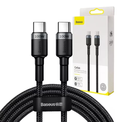 Baseus Cafule USB-C - USB-C kabel QC 3.0 2m šedá-černá (CATKLF-ALG1)