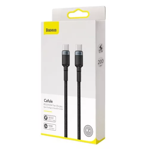 Baseus Cafule USB-C - USB-C kabel QC 3.0 2m šedá-černá (CATKLF-ALG1)