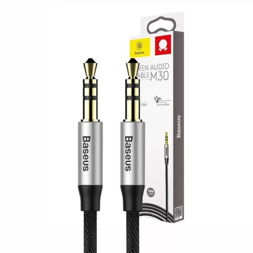 Baseus Yiven 15m stříbrno-černý 3.5mm Jack - 3.5mm Jack audio kabel