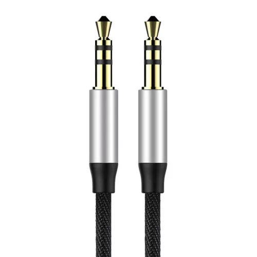 Baseus Yiven 15m stříbrno-černý 3.5mm Jack - 3.5mm Jack audio kabel