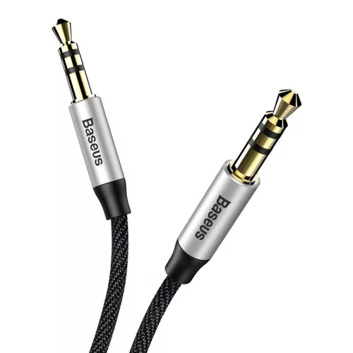 Baseus Yiven 15m stříbrno-černý 3.5mm Jack - 3.5mm Jack audio kabel