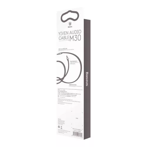 Baseus Yiven 15m stříbrno-černý 3.5mm Jack - 3.5mm Jack audio kabel