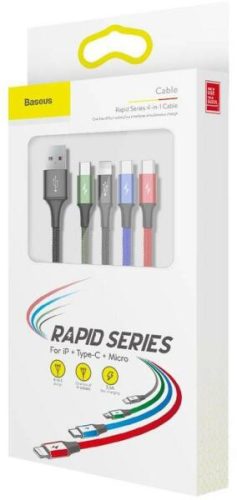Baseus Rapid Series  4 az 1-ben USB-kábel 2xUSB-C / Lightning / Micro 3,5A 1,2 m, fekete
