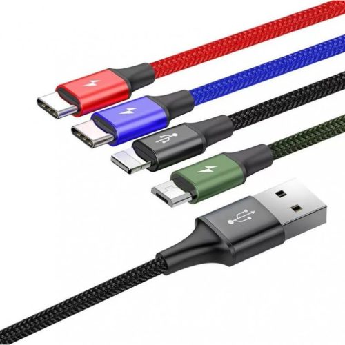 Baseus Rapid Series  4 az 1-ben USB-kábel 2xUSB-C / Lightning / Micro 3,5A 1,2 m, fekete