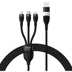   Baseus Flash Series 2  3 az 1-ben USB-kábel, USB-C + microUSB + Lightning 100W 1.2m, fekete