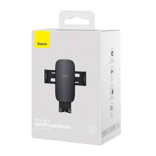 Baseus Metal Age SUJS000001 crni gravitacijski držač telefona za ventilacijski rešetku automobila