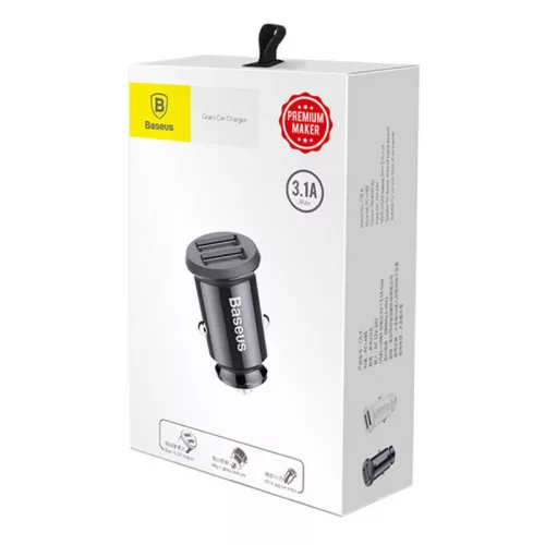 Baseus Grain ładowarka samochodowa 2x USB 3.1A czarna (CCALL-ML01)
