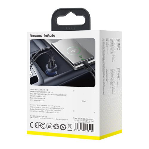 Baseus Particular Digital Display autoadaptér s displejom USB-A + USB-C QC3.0 + PD 65W (CCKX-C0G)