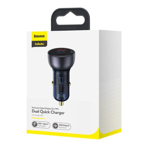 Baseus Particular Digital Display autoadaptér s displejom USB-A + USB-C QC3.0 + PD 65W (CCKX-C0G)