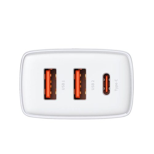 Încărcător rapid compact Baseus 2xUSB-A / USB-C PD 3A 30 W alb (CCXJ-E02)
