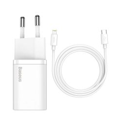   Baseus TZCCSUP-B02 Super Si 1C 20W biely rýchlonabíjač + 1m USB C/Lightning kábel