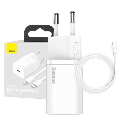 Baseus TZCCSUP-B02 Super Si 1C 20W bijeli brzi punjač + 1m USB C/Lightning kabel