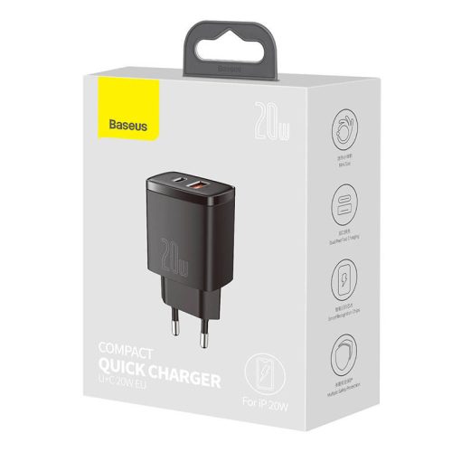 Baseus CCXJ-B01 20W USB/USB C încărcător rapid negru