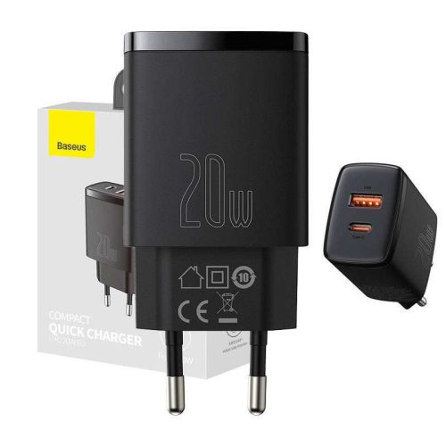 Baseus CCXJ-B01 20W USB/USB C încărcător rapid negru