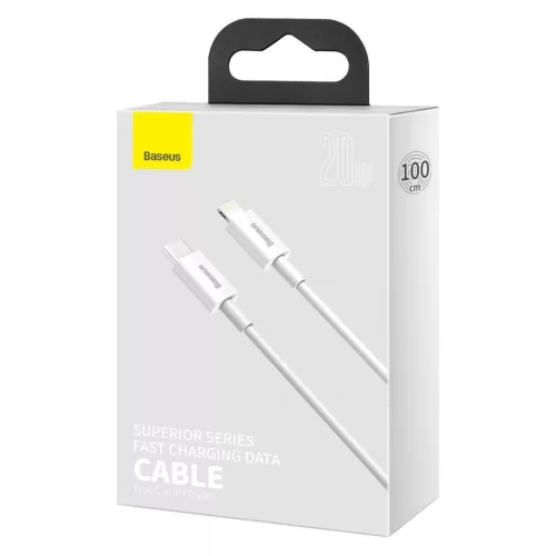 Baseus Superior USB-C - Lightning nabíjecí kabel 20W PD 1 m bílý (CATLYS-A02)