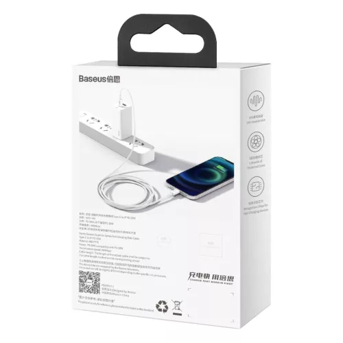 Baseus Superior USB-C - Lightning nabíjecí kabel 20W PD 1 m bílý (CATLYS-A02)