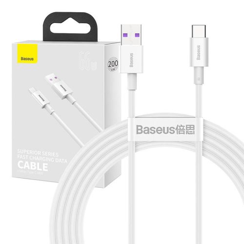 Baseus CATYS-A02 Superior 2m 66W USB A/USB C bílý datový a nabíjecí kabel
