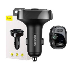   Baseus T Type Bluetooth FM Transmitter and 2xUSB Car Charger Black CCMT000001