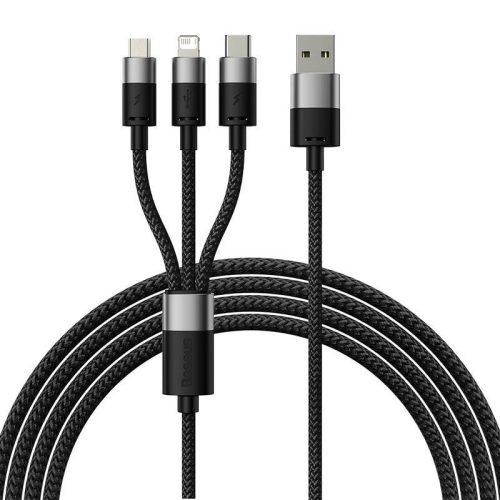 Baseus 3in1 USB-A -> USB-C + Micro + Lightning Cable 3.5A 1.2m Black (CAXS000001)