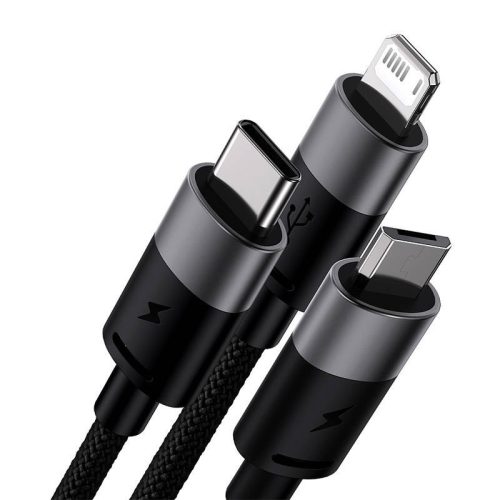 Baseus 3in1 USB-A -> USB-C + Micro + Lightning Cable 3.5A 1.2m Black (CAXS000001)