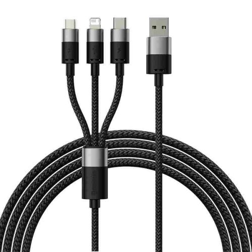 Baseus 3in1 USB-A -> USB-C + Micro + Lightning Cable 3.5A 1.2m Black (CAXS000001)