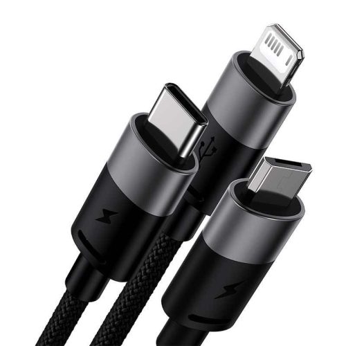 Baseus 3in1 USB-A -> USB-C + Micro + Lightning Cable 3.5A 1.2m Black (CAXS000001)
