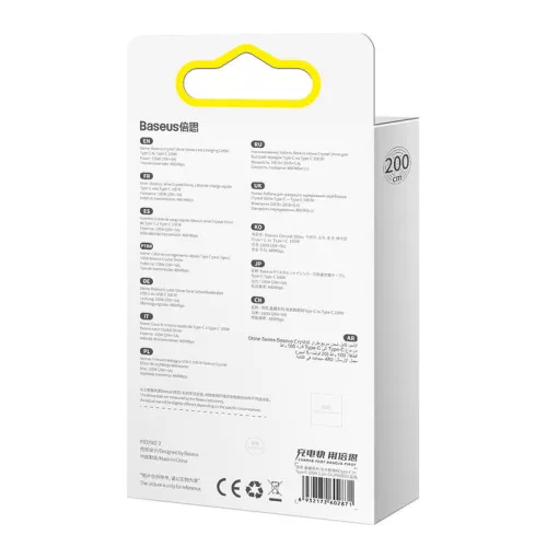 Baseus Crystal Shine Series CAJY000703 USB-C - USB-C 100 W 2m modrý rychlonabíjecí kabel