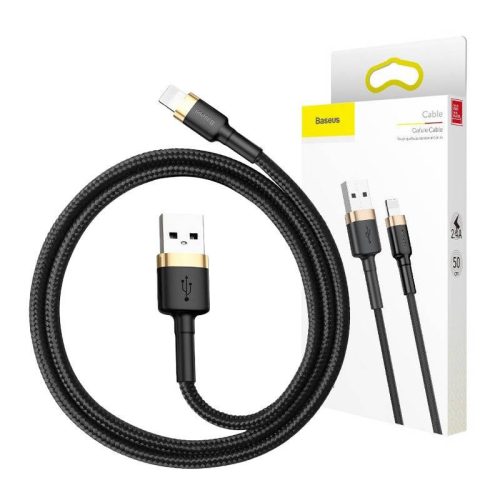 Baseus CALKLF-RV1 Cafule 3m USB/Lightning zlatá-černá datová a nabíjecí kabel