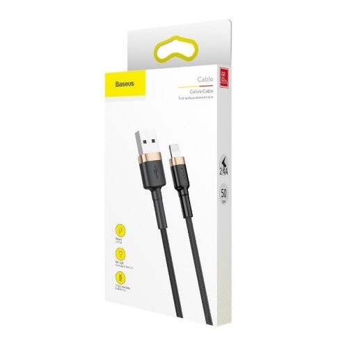 Baseus CALKLF-RV1 Cafule 3m USB/Lightning zlatá-černá datová a nabíjecí kabel