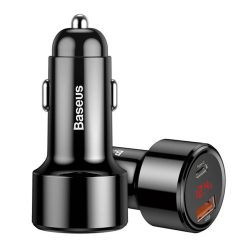   Baseus Magic Series 45W Type-C USB/QC USB digital display black car charger
