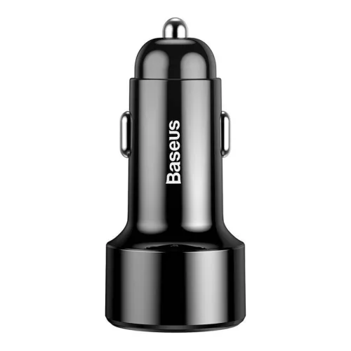 Baseus Magic Series 45W Type-C USB/QC USB z cyfrowym wyświetlaczem czarna ładowarka samochodowa