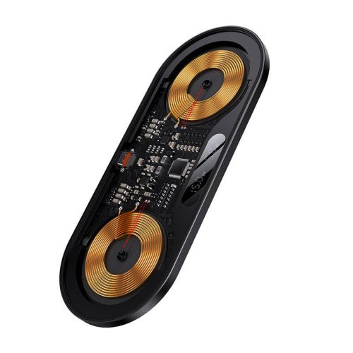 Baseus Digitálny LED displej dvojitý Qi bezdrôtový nabíjač 20W (WXSX010101)