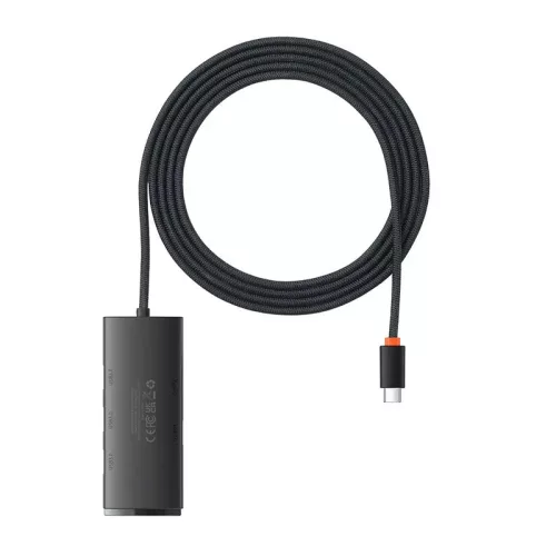 Baseus Lite Series Hub 4in1 USB-C 4x USB 3.0 + USB-C 2m czarny (WKQX030501)
