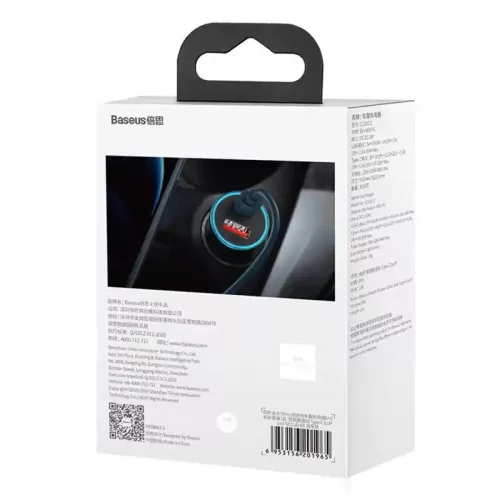 Baseus Golden Contactor Pro ładowarka samochodowa USB-A + USB-C QC4.0 + PD SCP 40W niebieska + kabel USB-C - Lightning 1m niebieski (TZCCJD-03)