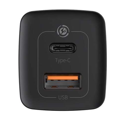 Încărcător de perete Baseus GaN2 Lite USB-A + USB-C 65 W negru (CCGAN2L-B01)