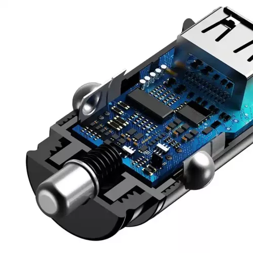Baseus CCALL-YD01 Okrągła czarna ładowarka samochodowa