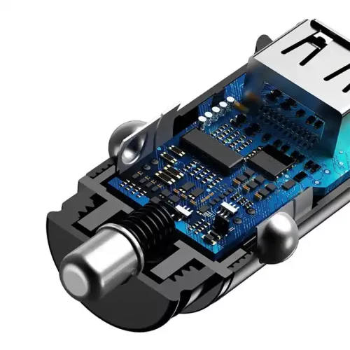 Baseus CCALL-DS01 kwadratowa czarna ładowarka samochodowa