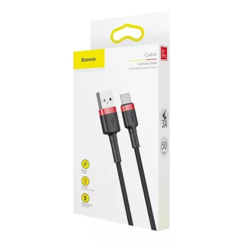 Baseus CATKLF-U91 Cafule 3m 2A USB A/USB C červená-černá datový a nabíjecí kabel