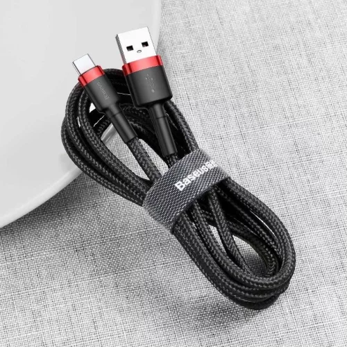Baseus CATKLF-U91 Cafule 3m 2A USB A/USB C červená-černá datový a nabíjecí kabel