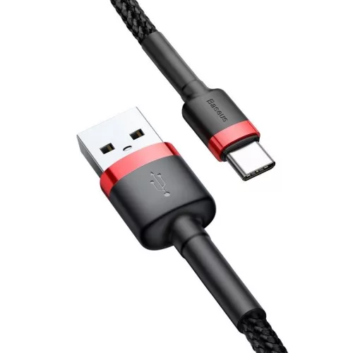 Baseus CATKLF-U91 Cafule 3m 2A USB A/USB C červená-černá datový a nabíjecí kabel