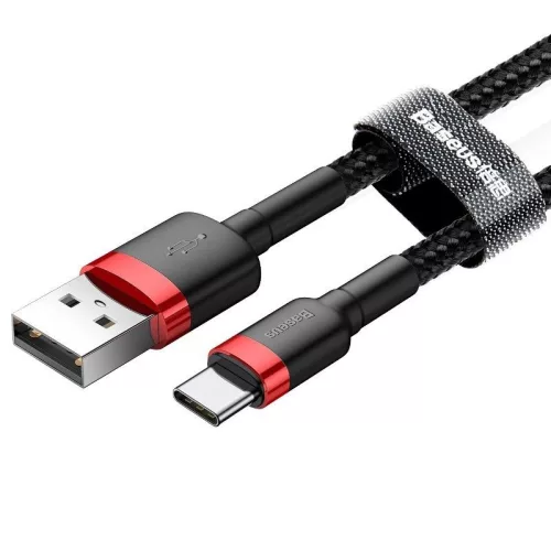 Baseus CATKLF-U91 Cafule 3m 2A USB A/USB C červená-černá datový a nabíjecí kabel