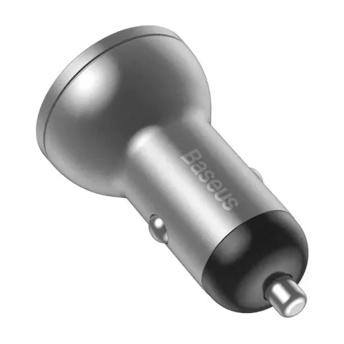 Baseus ładowarka samochodowa z wyświetlaczem 2xUSB-A 4.8A 24W srebrna (CCBX-0S)