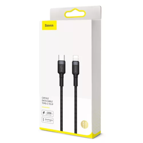 Baseus Cafule USB-C-Lightning PD kabel 18W 1m černá-šedá (CATLKLF-G1)