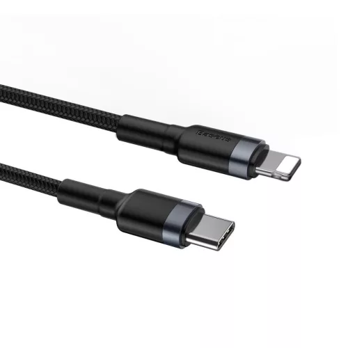 Baseus Cafule USB-C-Lightning PD kabel 18W 1m černá-šedá (CATLKLF-G1)