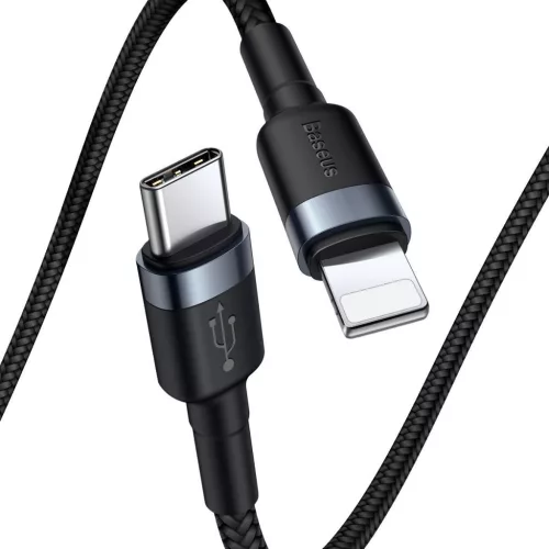 Baseus Cafule USB-C-Lightning PD kabel 18W 1m černá-šedá (CATLKLF-G1)