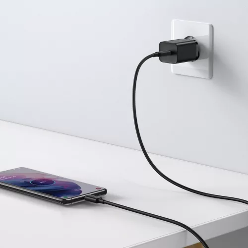 Baseus Super Si 1C 25W szybka ładowarka adapter z kablem USB-C-USB-C 1m czarny (TZCCSUP-L01)